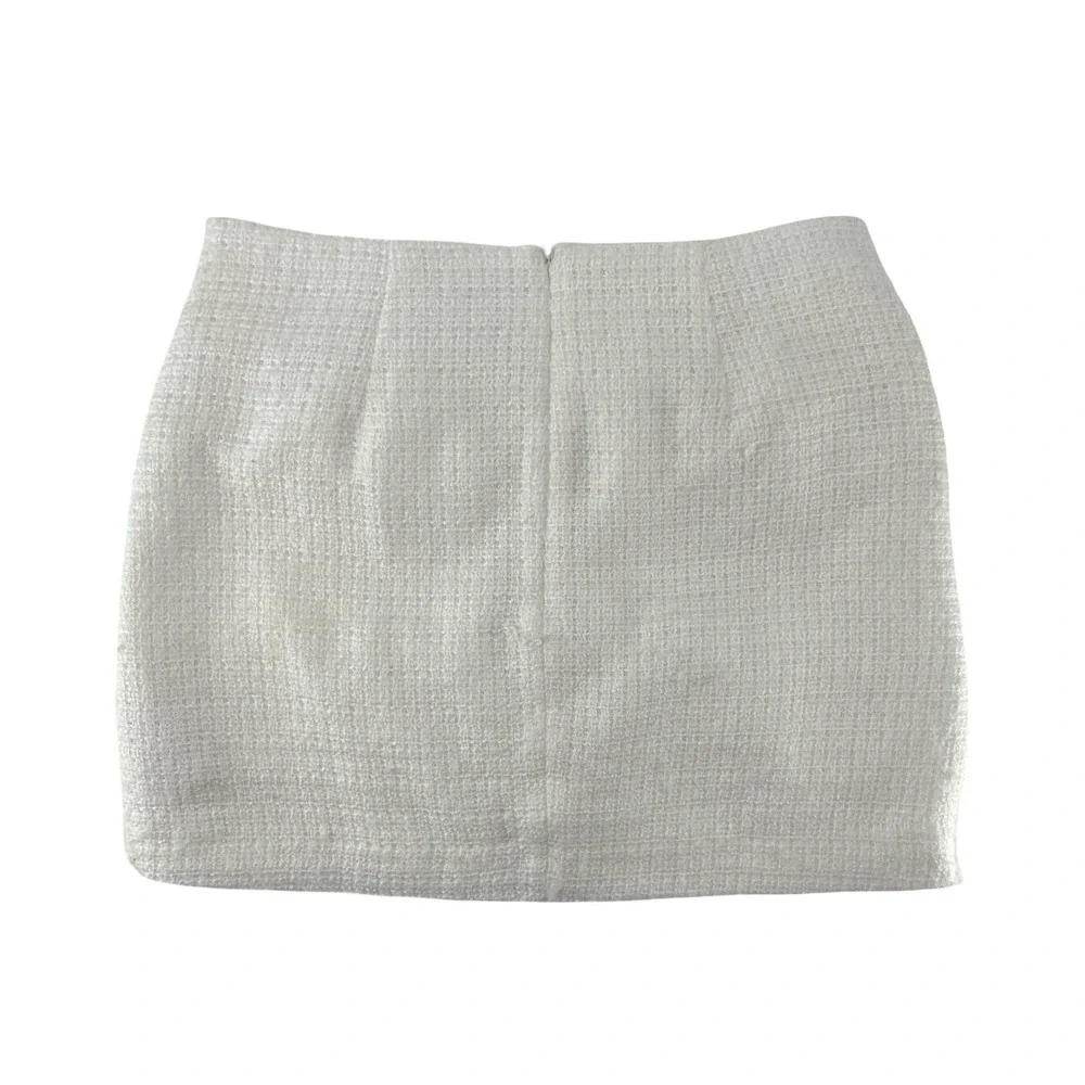 Reformation Tweed Mini Skirt Size 0 White Good